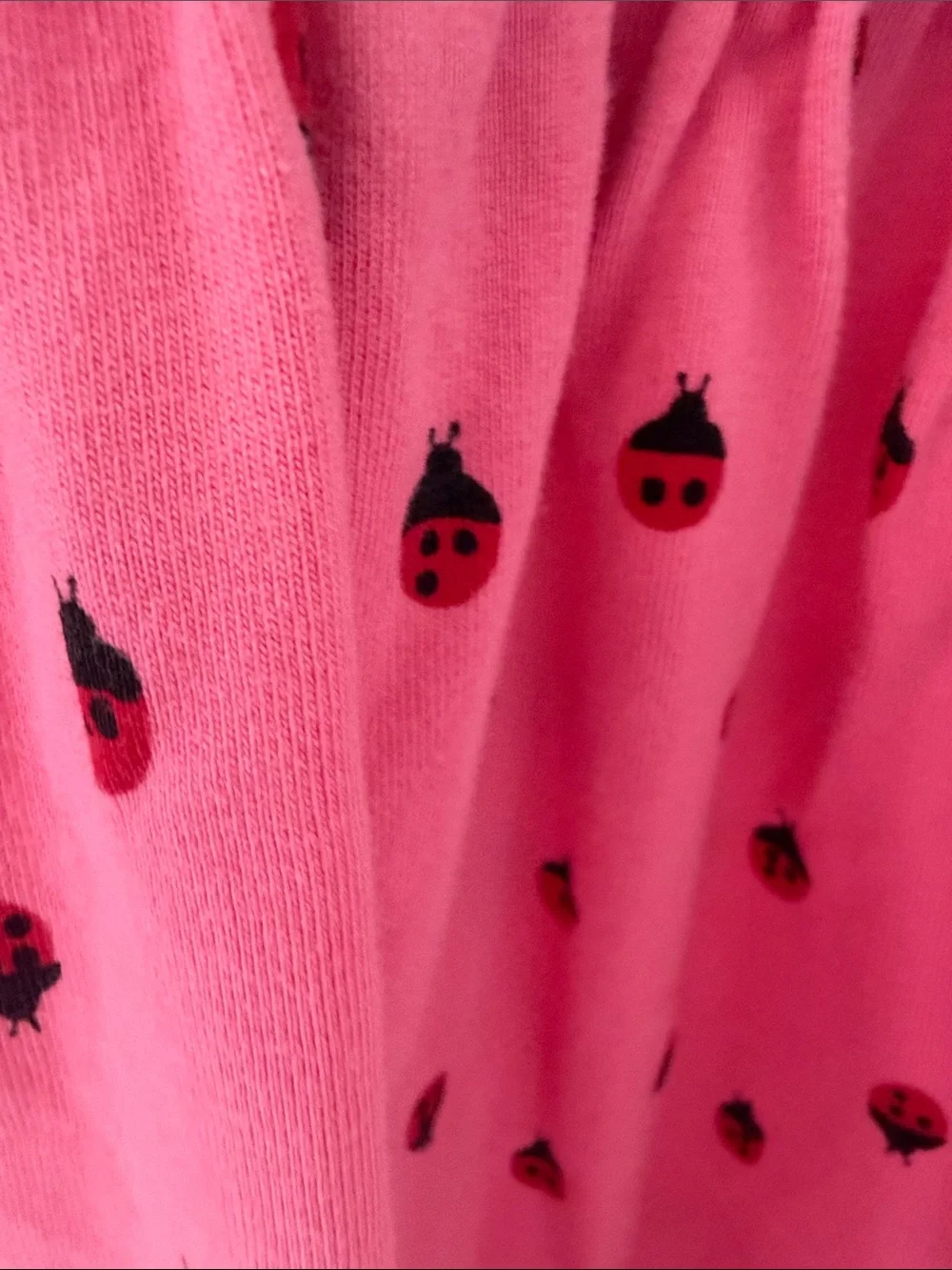 Green & Pink Long-Sleeve Kids Dress with Ladybug Print